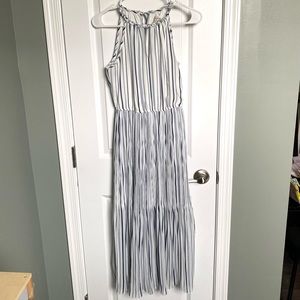 MAISON JULES NAVY STRIPE HALTER DRESS XS
